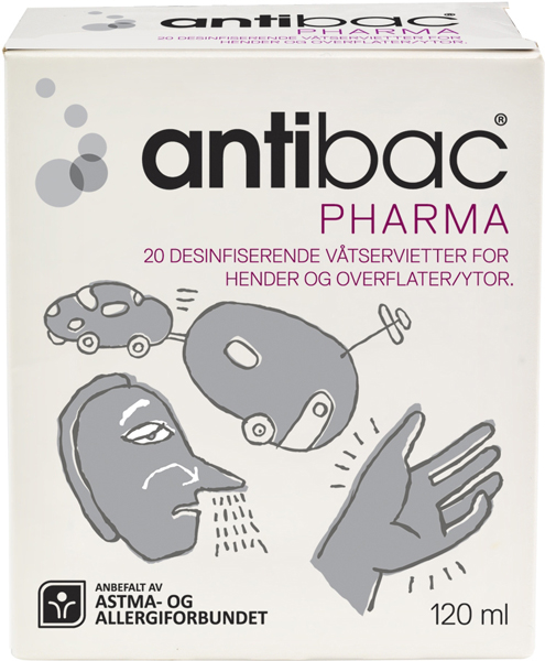 Hånddes Antibac Pharma 85% våtserv enkeltpk 20stk