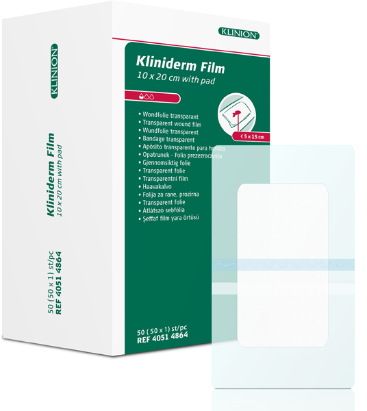 Bandasje transparent Kliniderm Film m/pad 10x20cm