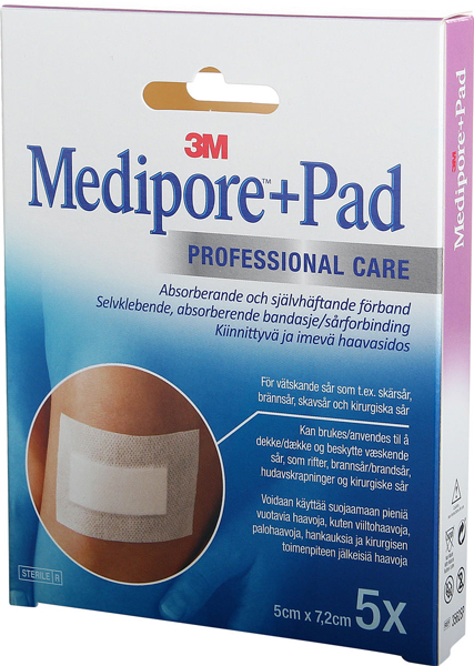 Bandasje Medipore +Pad 5x7,62cm 12x5stk