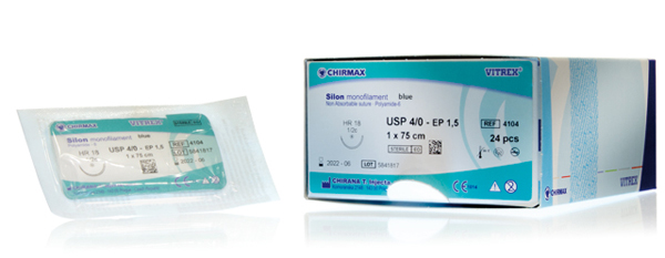 Sutur Silon DS19 3-0 45c monofilament blå