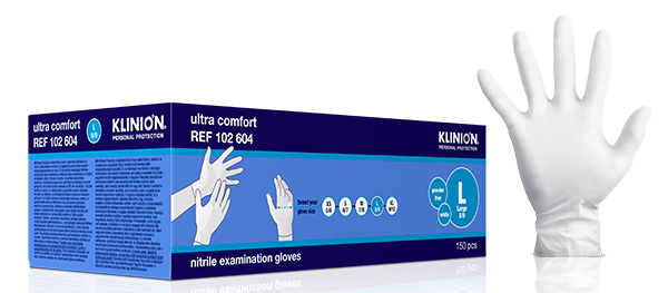 Hanske nitril Klinion Ultra Comfort kort L hvit