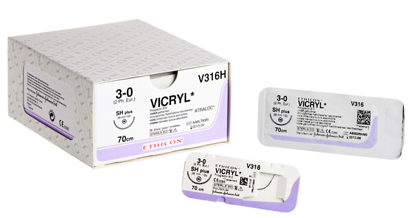 Vicryl sulava ommelaine SH, 26 mm, 3-0, 70 cm MULTIPASS