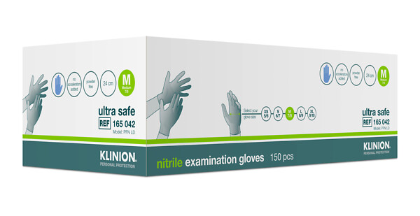 Klinion Ultra Safe tutkimuskäsine nitriili 24 cm M