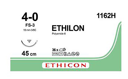 Ethilon sulamaton ommelaine FS-3, 16 mm, 4-0, 45 cm
