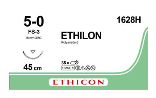 Ethilon sulamaton ommelaine FS-3, 16 mm, 5-0, 45 cm