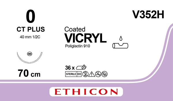 Vicryl Plus sulava ommelaine CT, 40 mm, 0, 70 cm