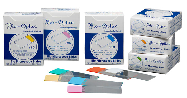 Aluslasi Bio-Optica 90° hiottu reuna 45° leikatut kulmat valkoinen mattapää 50 kpl