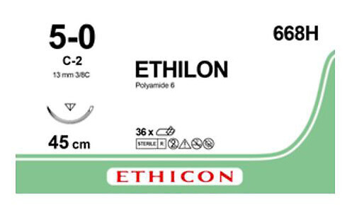 Ethilon sulamaton ommelaine C-2, 13 mm, 5-0, 45 cm