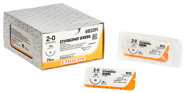 Ethibone Excel sulamaton ommelaine 2 x V-5, 17 mm, 4-0, 75 cm