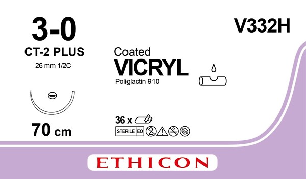 Vicryl 3-0 CT-2 Plus 70 cm violetti V332H