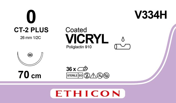 Vicryl 0 CT-2 Plus 70 cm violetti V334H
