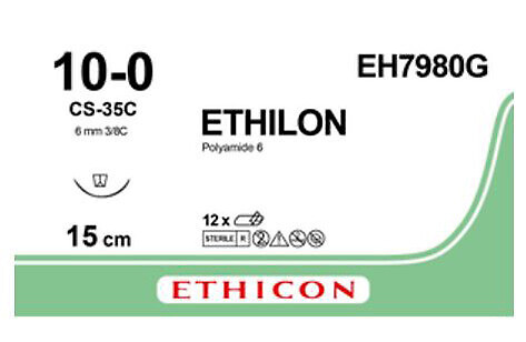 Ethilon sulamaton ommelaine CS-35-C, 6 mm (150 microns), 10-0, 15 cm