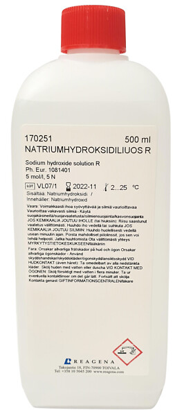Natriumhydroksidiliuos R 5 mol/l 20% 500 ml