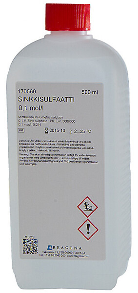 Sinkkisulfaattiliuos 0,1 mol/l 500 ml