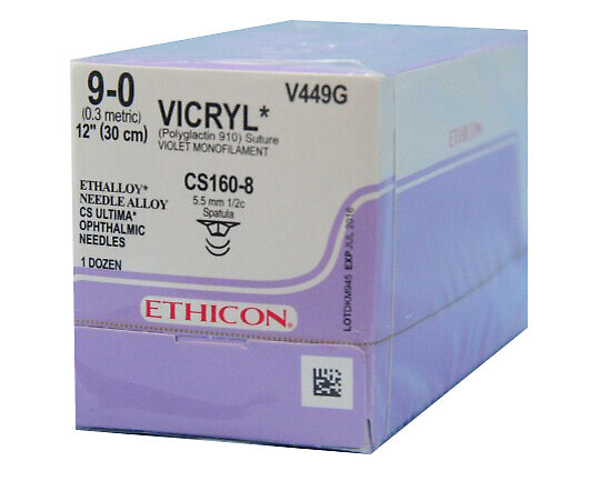 Vicryl sulava ommelaine CS160-8, 5,5 mm, 9-0, 30 cm