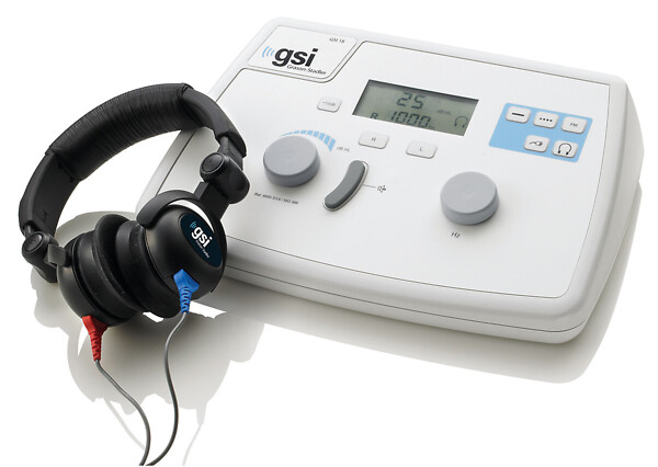 GSI18 audiometri RE-7 kuulokkeilla + potilasvastauspainike