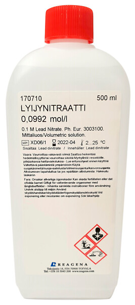 Lyijynitraattiliuos 0,1 mol/l, mittaliuos 500 ml