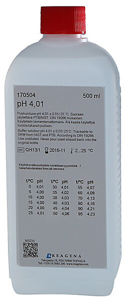 Kalibrointipuskuri pH 4,01 +/-0,01/25 °C 500 ml