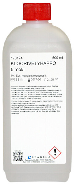 Kloorivetyhappoliuos 5,0 mol/l 500 ml
