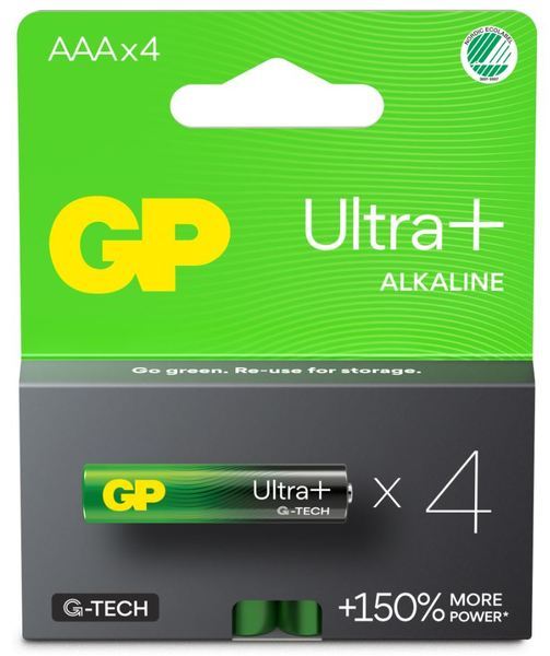 GP Ultra Plus Alkaline AAA-batteri, 24AUP/LR03, 4-pack
