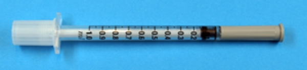 Spruta Plastipak 1ml fast kanyl 0,40x10mm. Steril, PVC-fri
