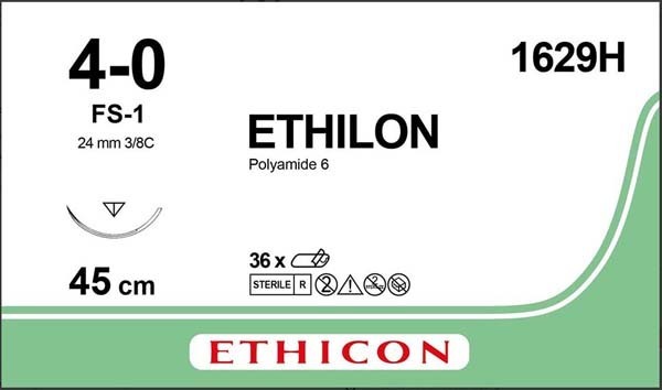 Sutur Ethilon 4-0 FS-1 45cm steril 45cm svart 3/8 cirk omv skär