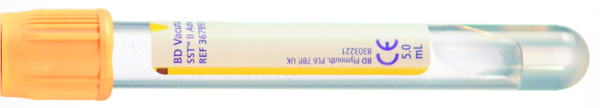 Vakumrør Vacutainer serum gel 5ml gul 100st/fp