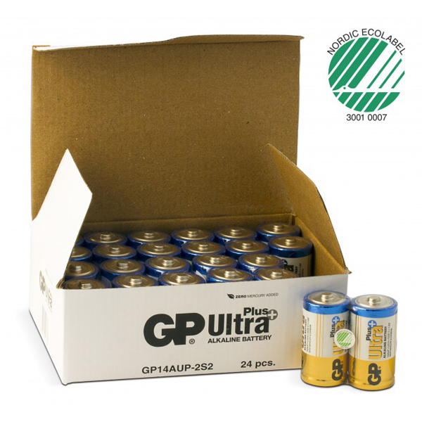 Batteri 1,5V GP Ultra Plus LR14/c 2-pack Svanenmärkt