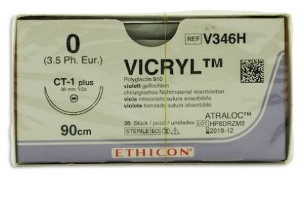Sutur Vicryl 0 CT-1 Steril 90CM lila 1/2 cirk TP Sutur J&J 0 90cm, CT.1