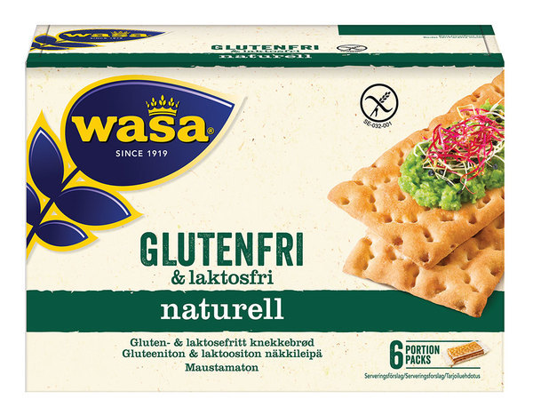 Wasa gluten&laktosfri knäckebröd naturell 240gram Vnr 691144