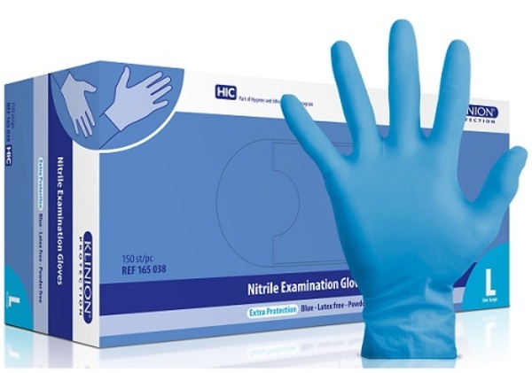 Handske undersök Klinion Ultra Safe L nitril puderfri blå