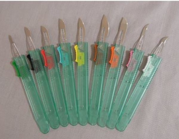 Kniv sutur 6,5cm med plastskaft steril säkerhetsskydd