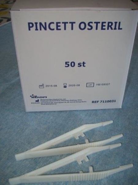 Pincett Yibon plast vit 12.8cm engångs osteril autoklaverbar