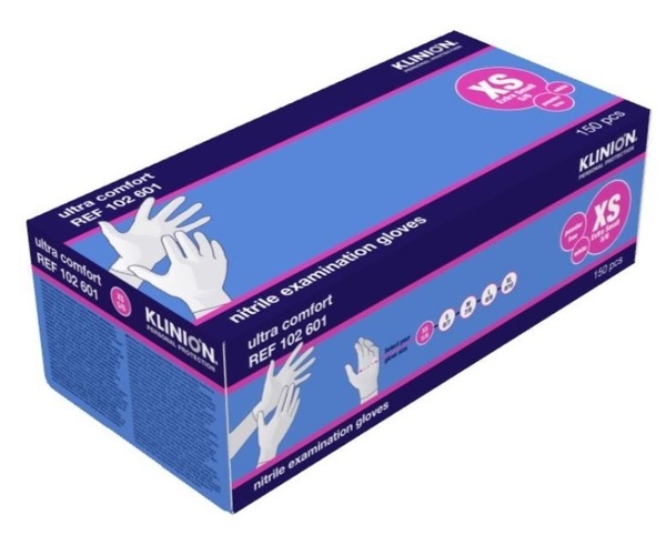 Handske undersök Klinion Ultra Comfort XS nitril puderfri vit