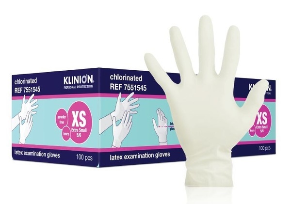 Handske undersök Klinion XS latex puderfri 24cm