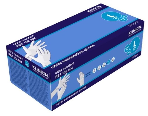 Handske undersök Klinion Ultra Comfort L nitril puderfri vit