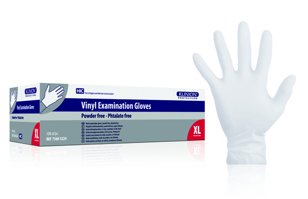 Handske undersök Klinion XL vinyl puderfri ftalatfri 240mm