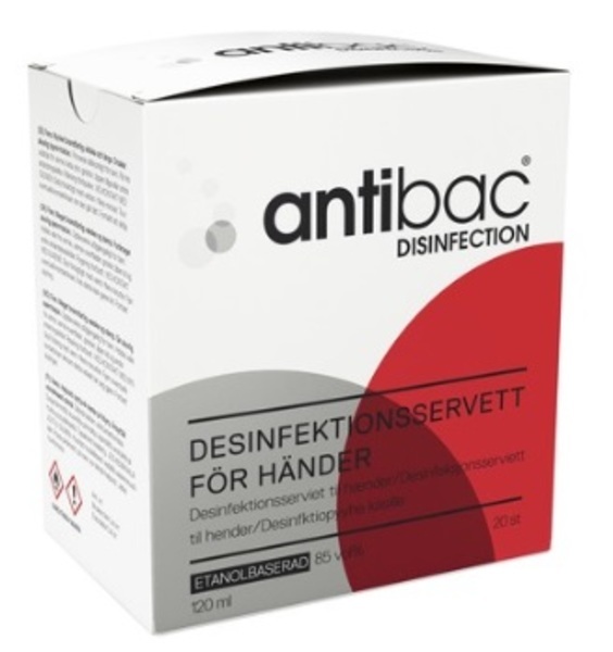 Handdesinfektion servett Antibac 20st/frp 88 volym % etanol