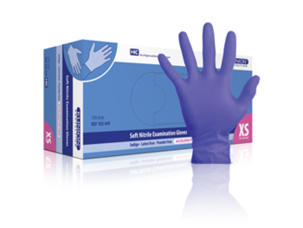 Handske Undersök Klinion Accfri Xs Nitril Blå Acceleratorfri