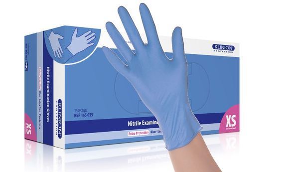 Handske undersök Klinion Ultra Safe XS nitril puderfri blå