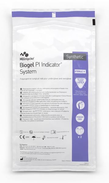 Handske op Biogel® PI Indicator 7,5 steril latexfri puderfri natur/blå