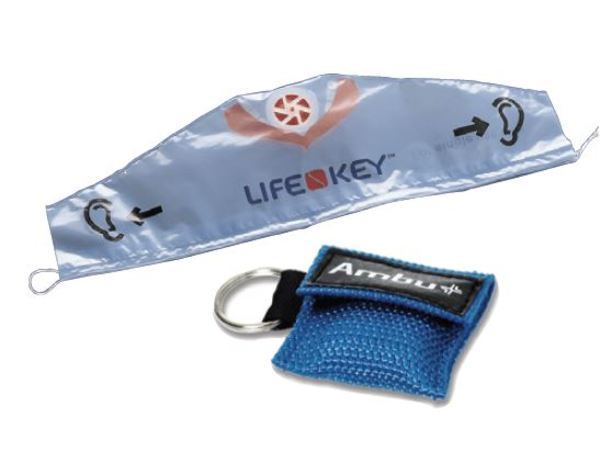 Andningsmask Lifekey  Nyckelring Med Backventil Blå