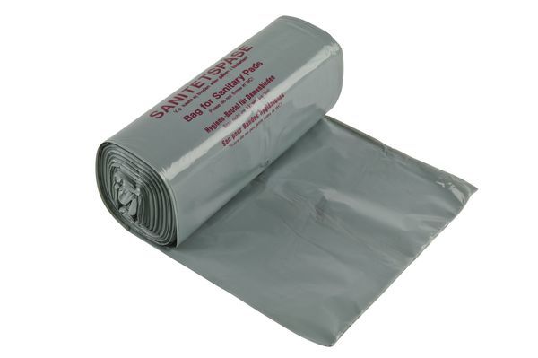 Sanitetspåse med tryck grå LDPE 170/150x400mm 25my 100st/rle