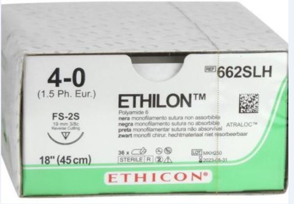 Sutur Ethilon 4-0 FS-2S 19mm steril 45cm svart 3/8 cirk omv skär