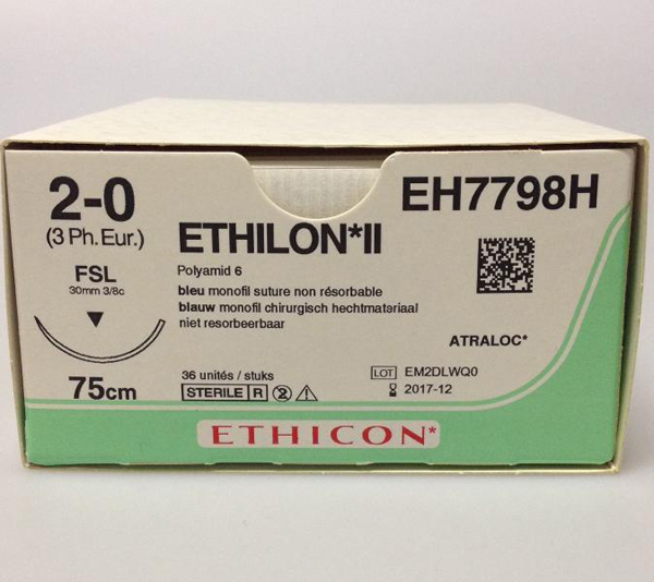 Sutur Ethilon 2-0 FSL 30mm steril 3/8 75cm blå cirk omv skär