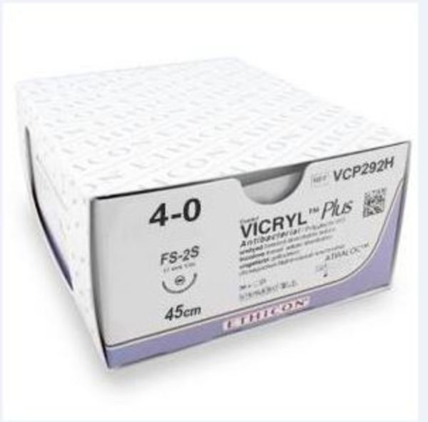 Sutur Vicryl+ 4-0 FS-2S 19mm steril 45cm ofärg 3/8 cirk omv skär