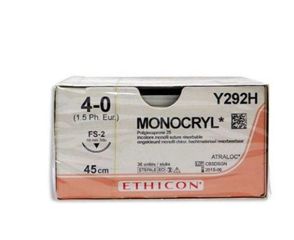 Sutur Monocryl 4-0 Fs-2 19mm Steril 45cm Ofärg 3/8 Cirk Omv Skär