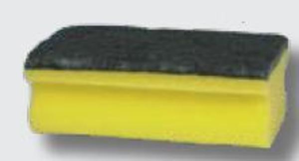 Rengöringssvamp med grepp 14x7x5cm med slipmedel gul/grön