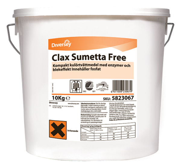 Tvättmedel Clax Sumetta free 10kg oparfymerad Svanenmärkt pH 10,2