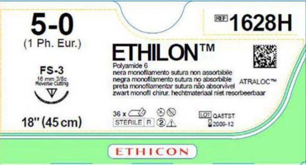 Sutur Ethilon 5-0 FS-3 16mm steril 45cm svart 3/8 cirk omv skär